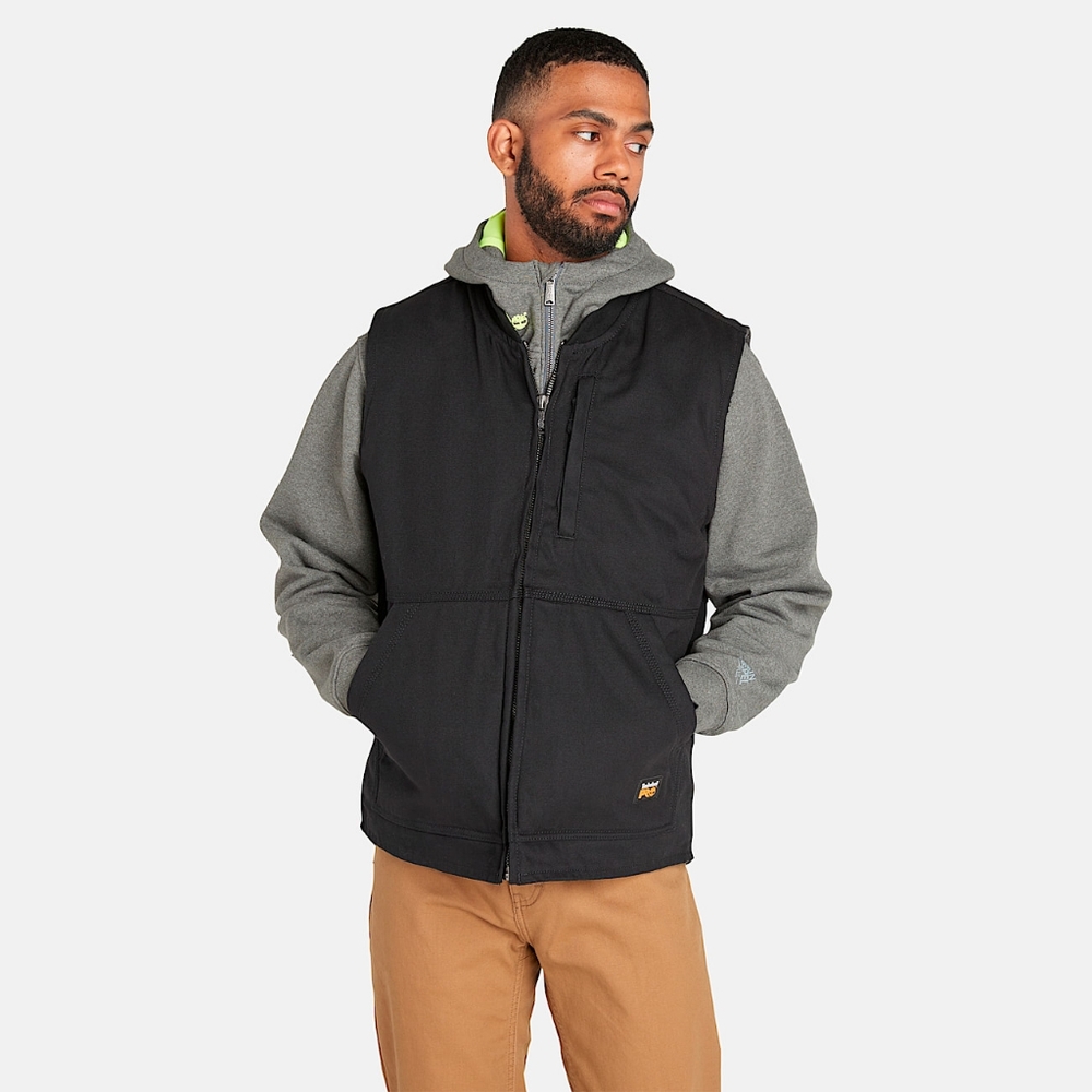 Timberland PRO fleece lined vest Gritman lined Canvas black XLT men's nwt new